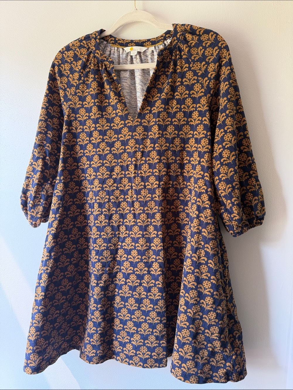 Boden Navy and Mustard Floral Swing Dress